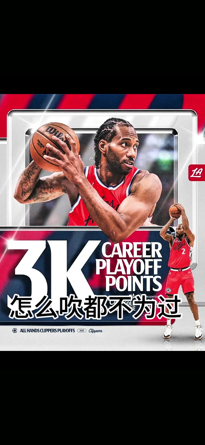 季后賽得分超3K！萊昂納德超越保羅升至NBA歷史第29位