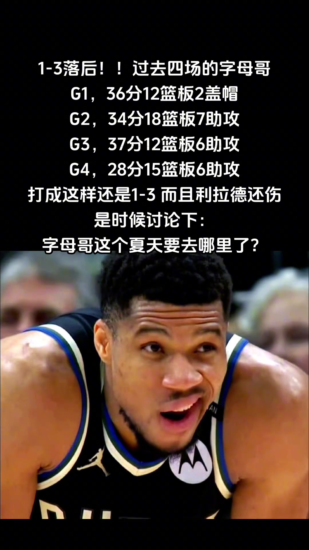 1-3落后！利拉德還傷了，是時(shí)候討論下字母哥夏天要去哪里了